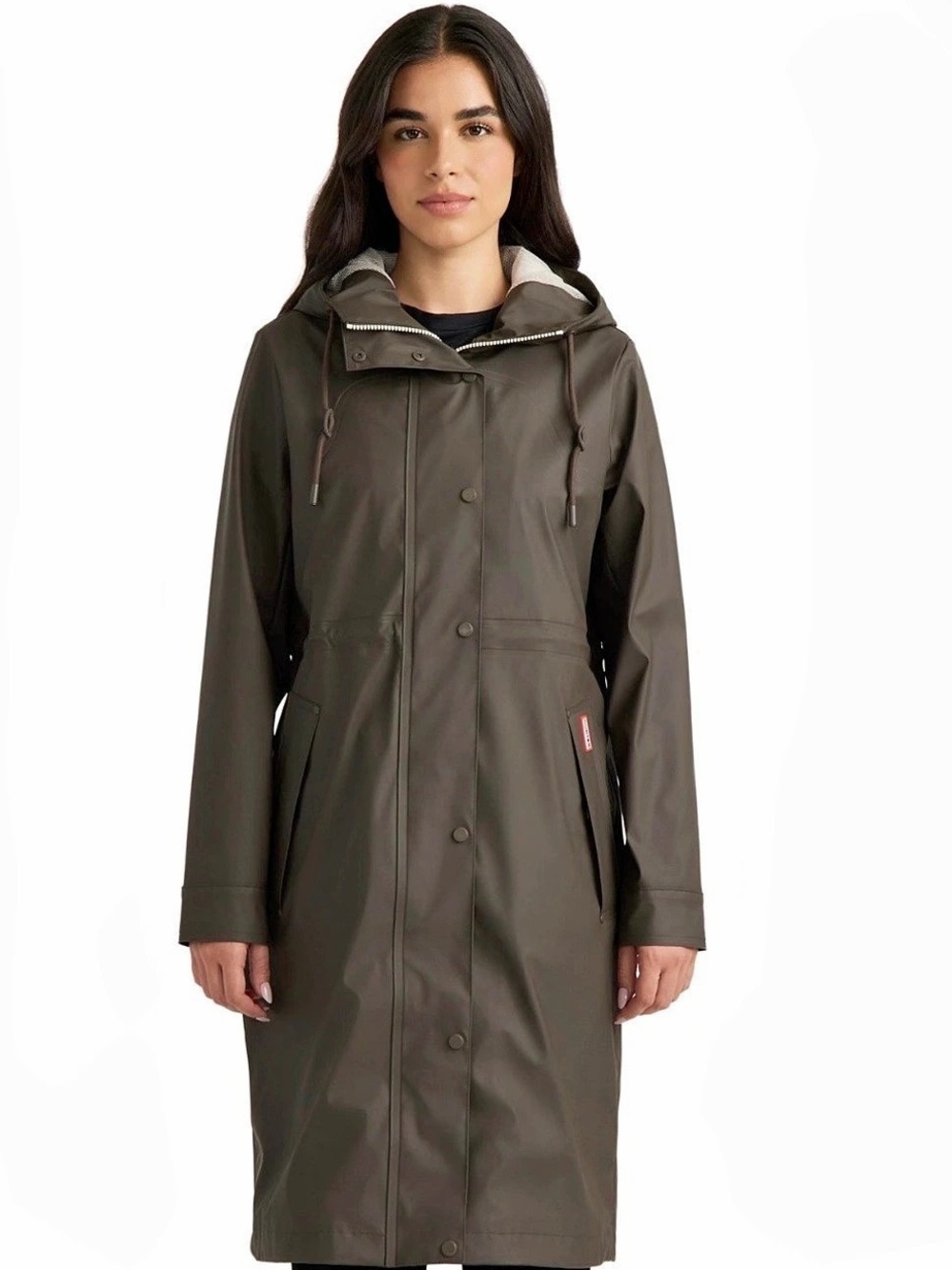 Hunter Original Vinyl Smock Hooded Raincoat Green